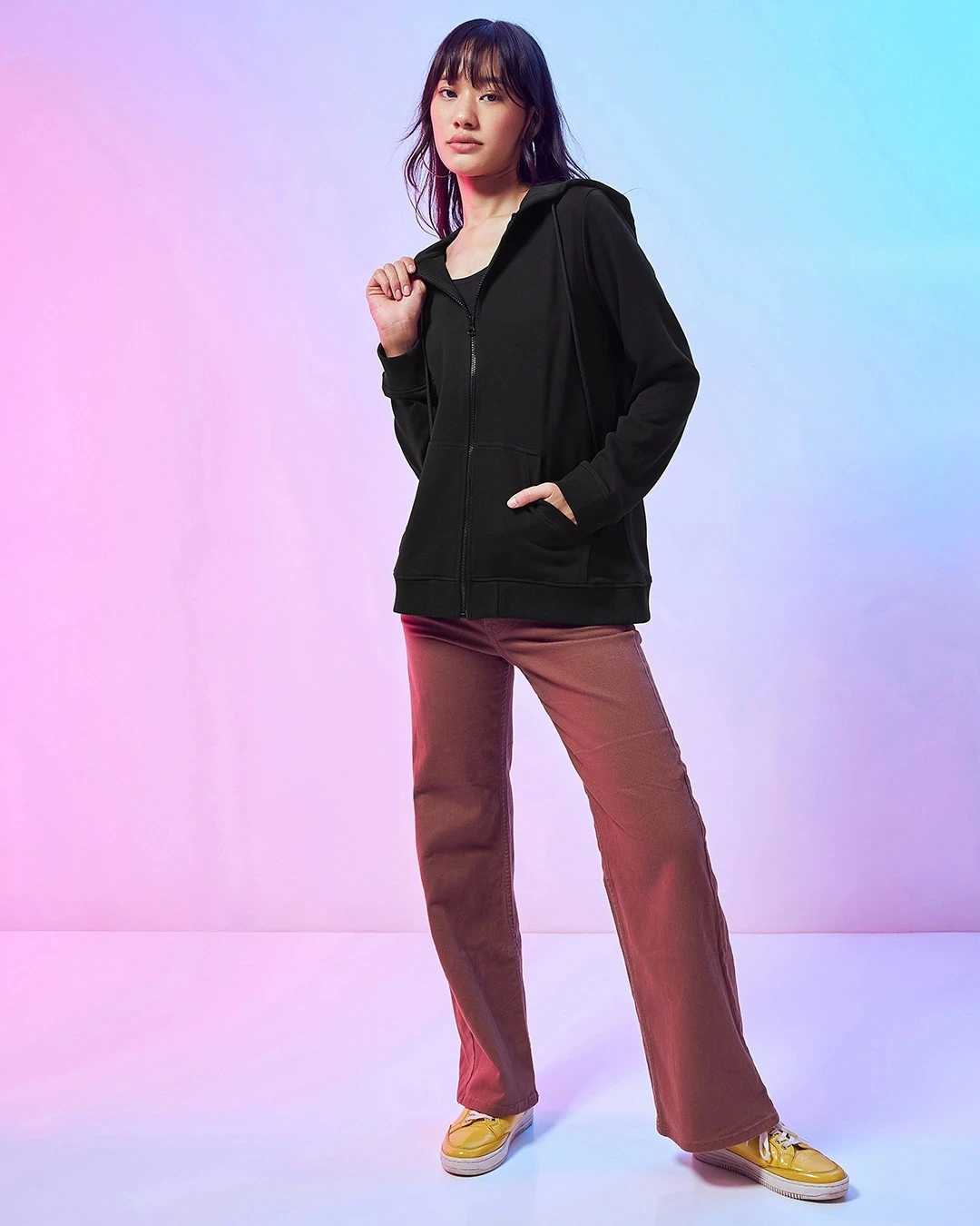 Plus size feminino pulôver moletom manga longa hoodies canguru bolso velo básico camisola com zíper moletom