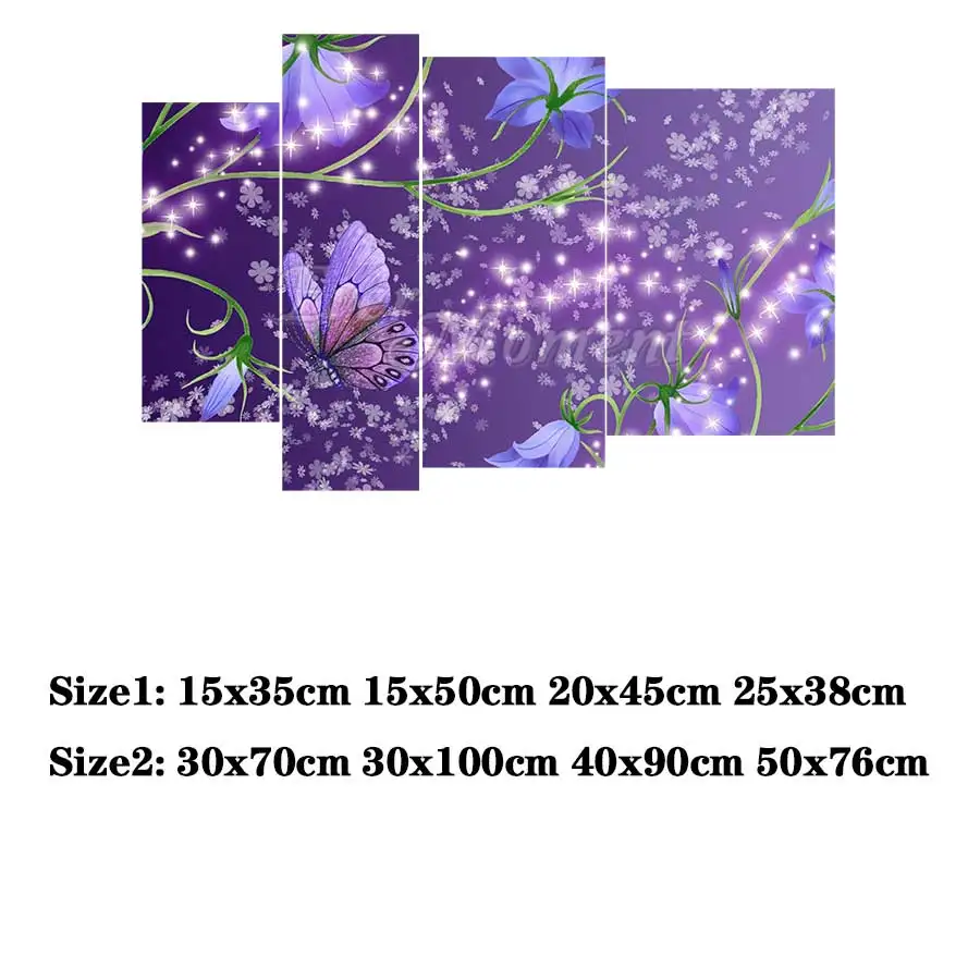 Ever Moment Diamond Painting Multi-picture Floral And Butterfly Purple Full Square Resin Drill Wall Art Decoration Mosaic 1M011