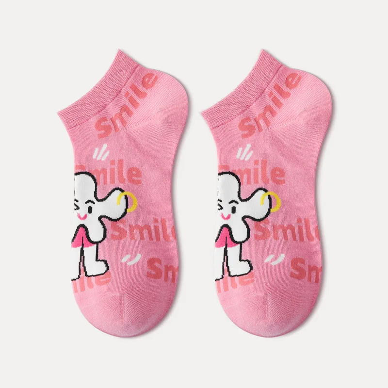 

Cute Sweet Cartoon Pattern Women's Socks Pink Teen Heartthrob Breathable Summer Thin Cotton Lolita Anklet Socks Wholesale