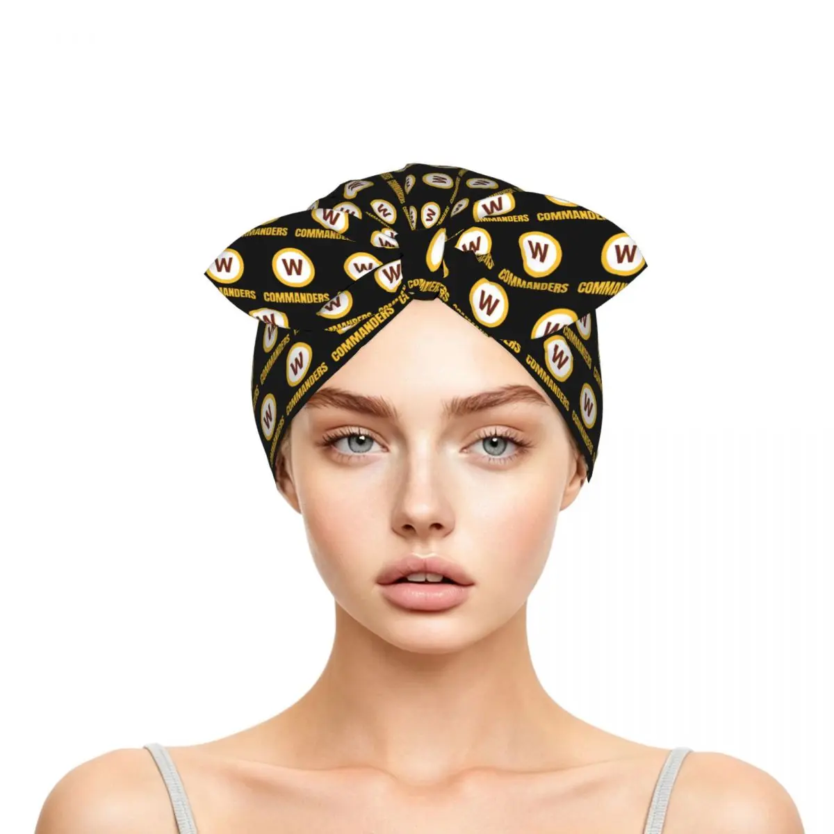 Washington Commanders Football Team Sleep Bonnet Double Layer with Adjustable Bow, Reversible Hair Cap for Curly Braids Hair