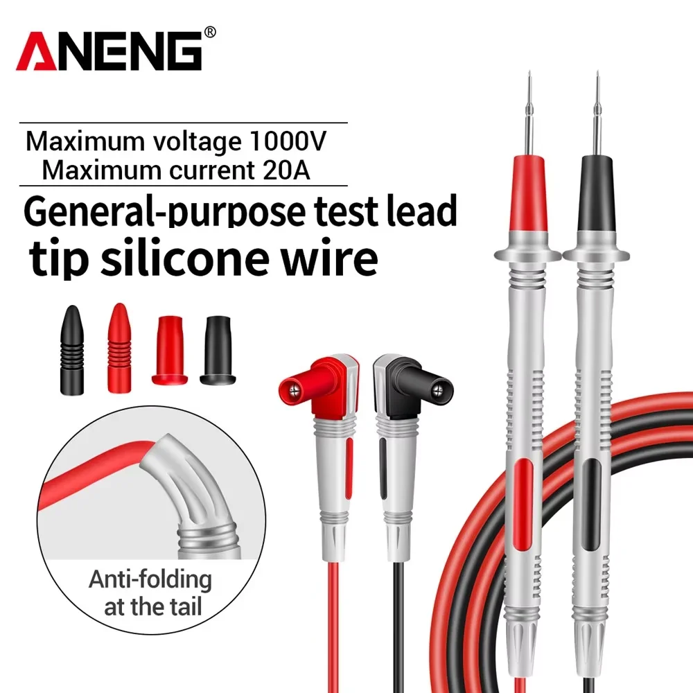 

ANENG PT2020 High Quality Universal Multimeter Silicone Test leads 1000V 20A Steal Needle Wire Tester Pen Electrician Accessorie