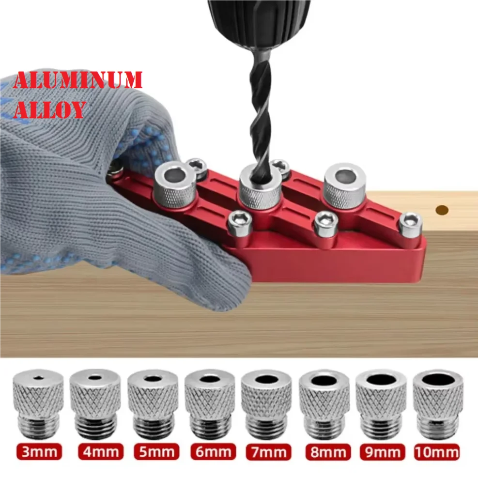 

Self Centering Dowelling Jig Woodworking Joinery Hole Drill Guide,Wood Dowel Hole Positioner Locator with 3-10mm Drill Sleeves