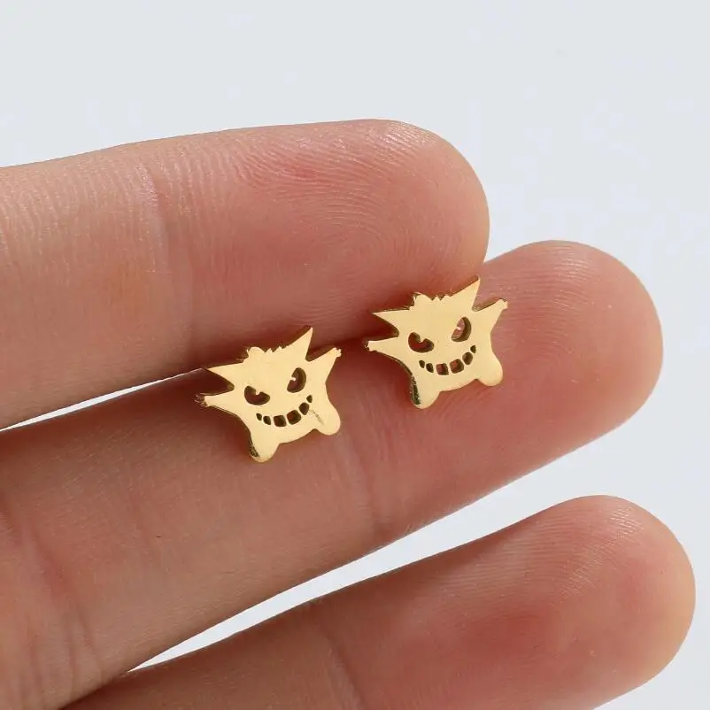 

Pokemon Gengar Cartoon Earrings Fashion Titanium Stainless Steel Simple Students Anime Women Punk Earring Jewelry Accessories