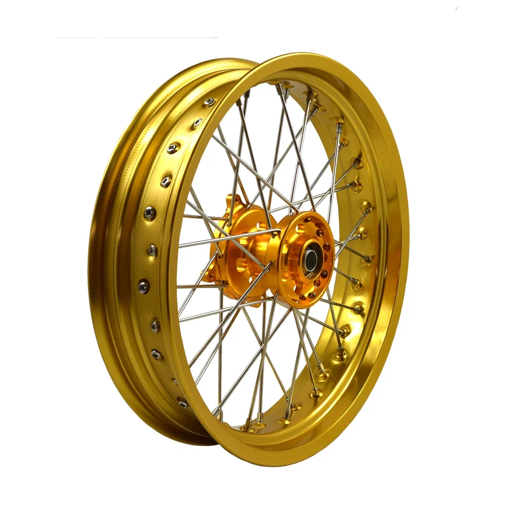 JS Racing 36 Spoke Golden Rim Hub Wheel Set Motorcycle 17
