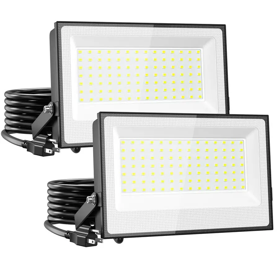 

120W Flood Lights Outdoor, 12000lm Bright LED Work Light with Plug, 6500K Daylight White LED Flood Lighting, IP66 Waterproof Sec
