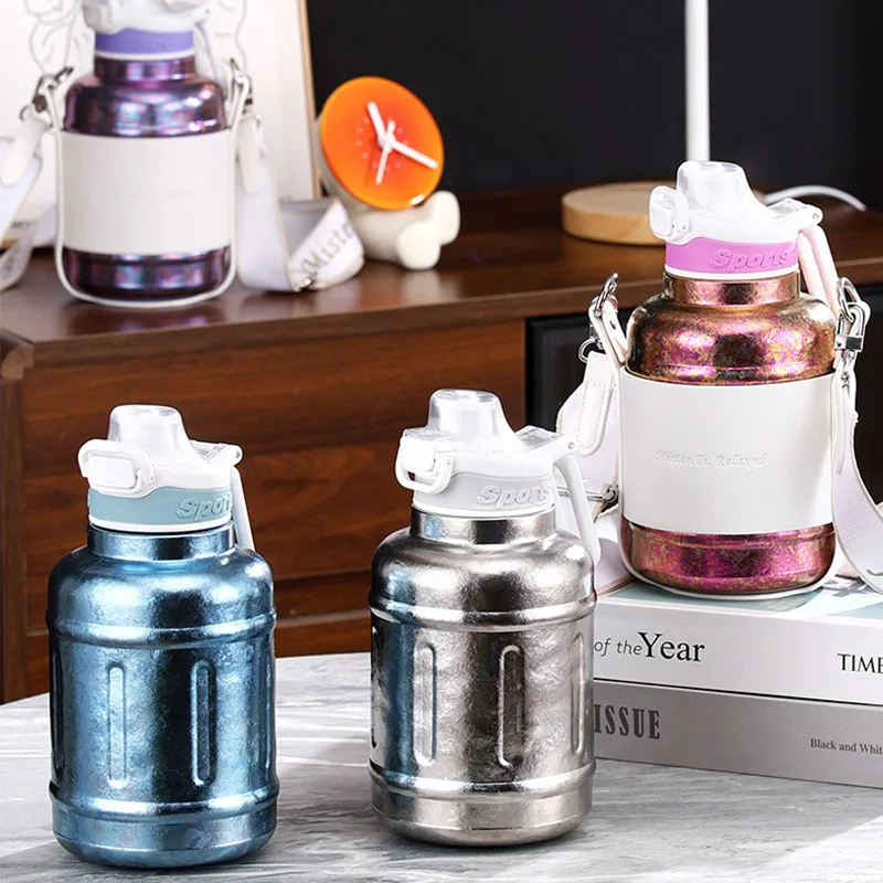 1.4L Large Capacity Pure Titanium Water Bottle With Handle And Cup Sleeve,Single-layer Lightweight,Outdoor Sports Drinking POT