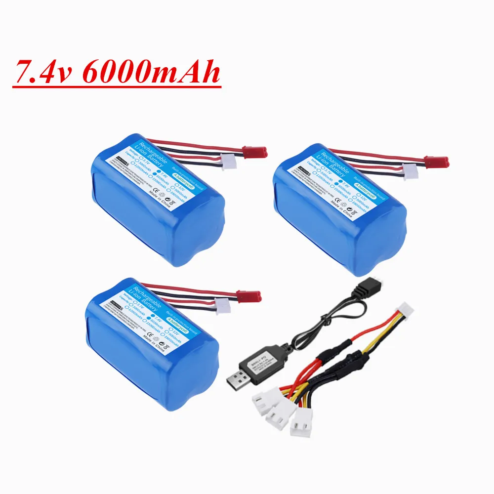 7.4V 6000mAh Rechargable Battery for HuanQi 957/948/848B/827B/823/955/956/957/948 MJX F45/T55 RC Car 7.4v high capacity battery