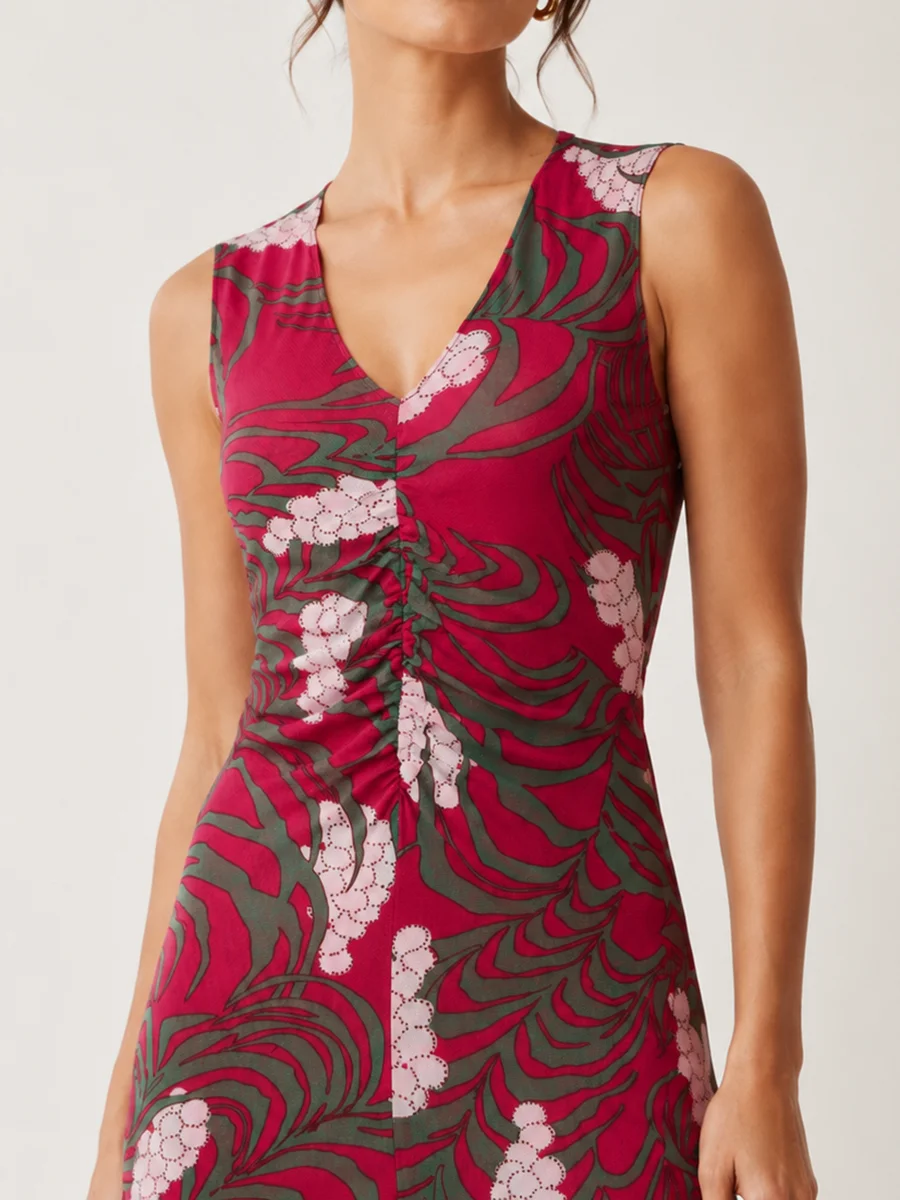 2026 Early Autumn Reversible Printed Mesh Maxi Dress | XS-XL  | Stretch Mesh Fabric