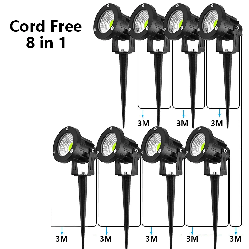 Connect The Cable Combination 8-In-1 6-In-1 Garden Decorative Lawn Light 10W Ip65 Waterproof Garden Spot Light Ac220 110V Dc12V