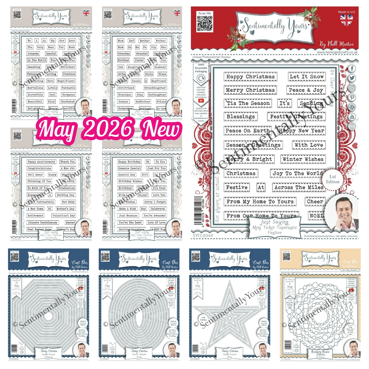Sentimentally Yours Occasionals Family Stately Double Pierced Stars A4 Stars A6 Stamps Dies for DIY Scrapbook Card May 2026 New