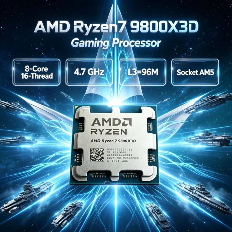 AMD Ryzen 7 9800X3D 8-Core 16-Thread L3=96M DDR5 Gaming Processor 4.7GHz 120W R7 9800X3D 4NM Socket AM5