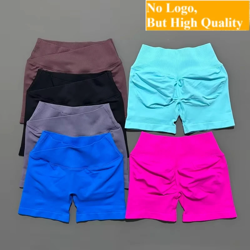 NO LOGO Women's sports shorts cross V-waist fitness shorts yoga hip lifting leggings women's gym running shorts sportswear