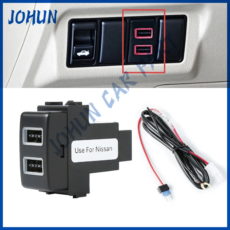 

12V Car Charger QC3.0 Dual Charge USB For Nissan Patrol Y62 X-TRAIL SUNNY Teana New High Quality Cars Accessories