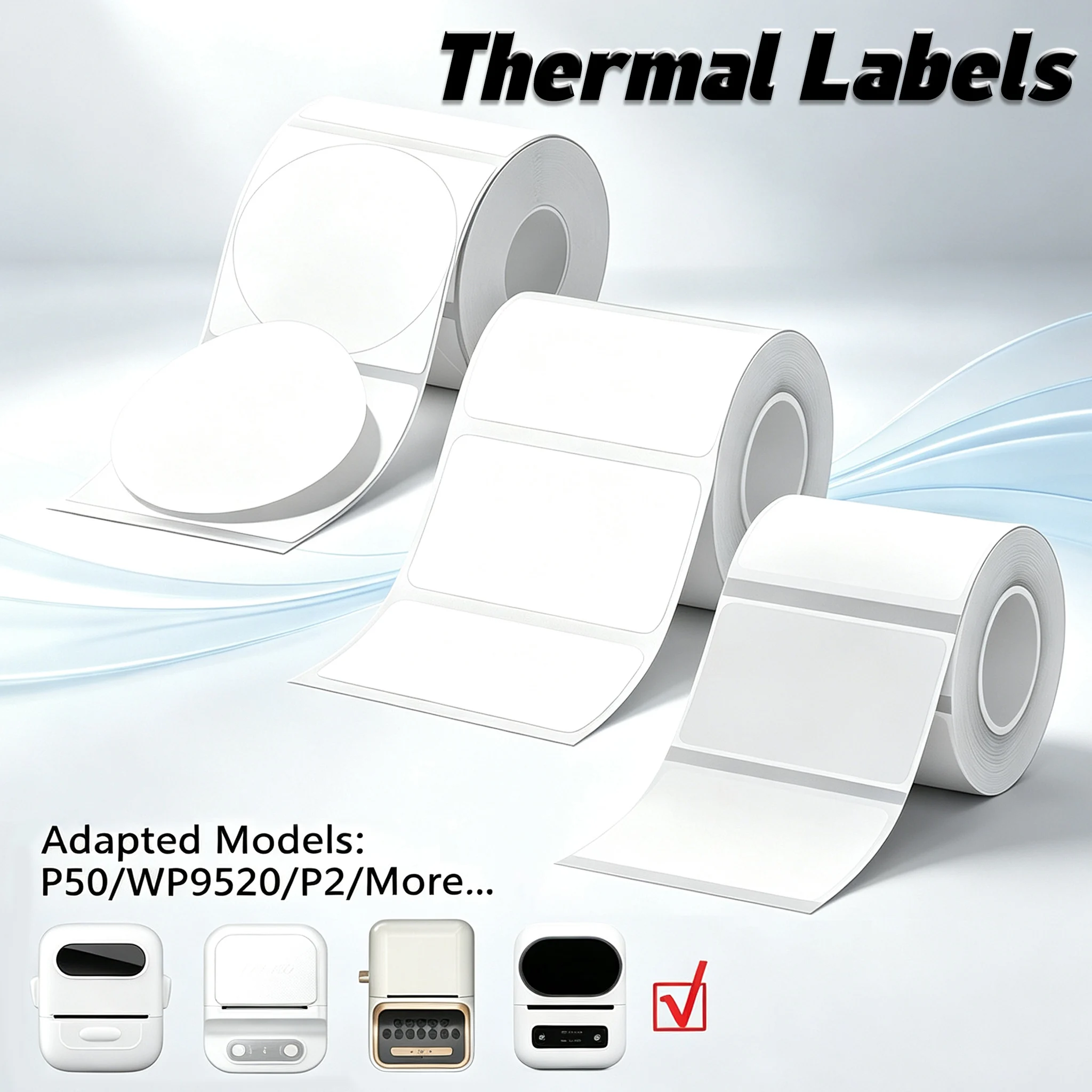 Thermal Label Paper For P2 P50 Thermal Printer Self-adhesive Label Tape Stickers Roll Color Labels Adhesive Sticker Waterproof