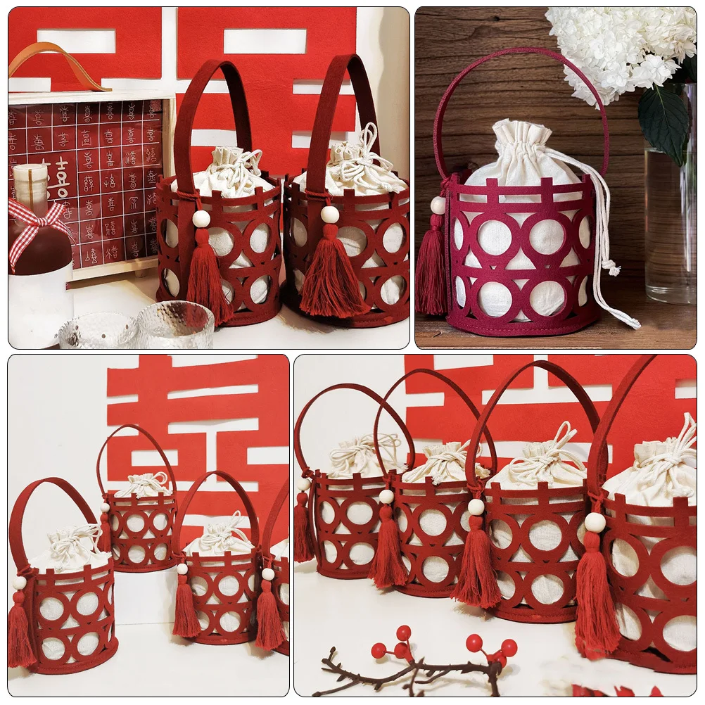 

1Set Hollow Wedding Gift Box Chinese Design Handle Candy Basket Fine Workmanship Storage Case for Sugar Chocolate Small Gifts