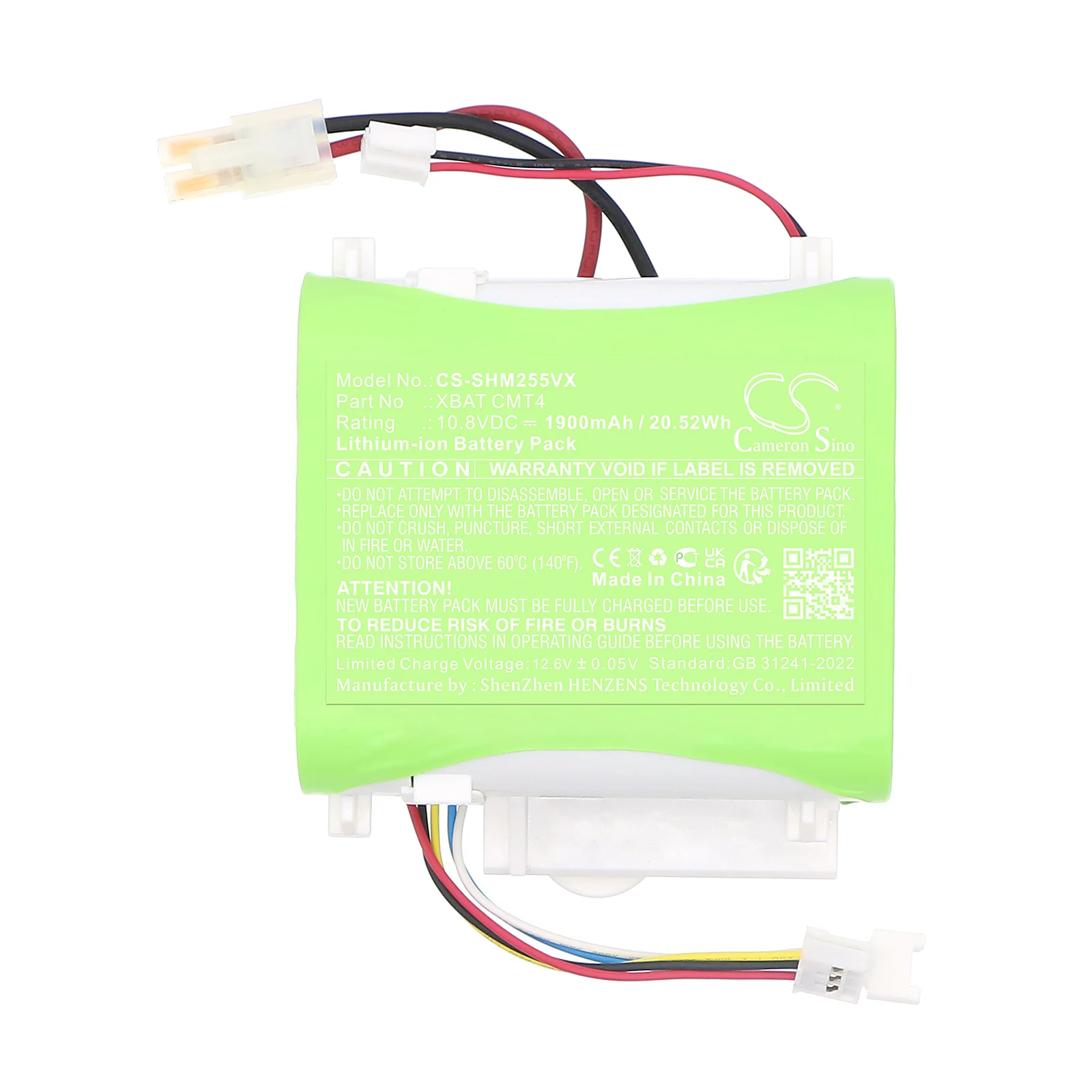 CS Replacement Battery for Shark VM252 VM252C QM250 PN:XBAT CMT4 1900mAh / 20.52Wh