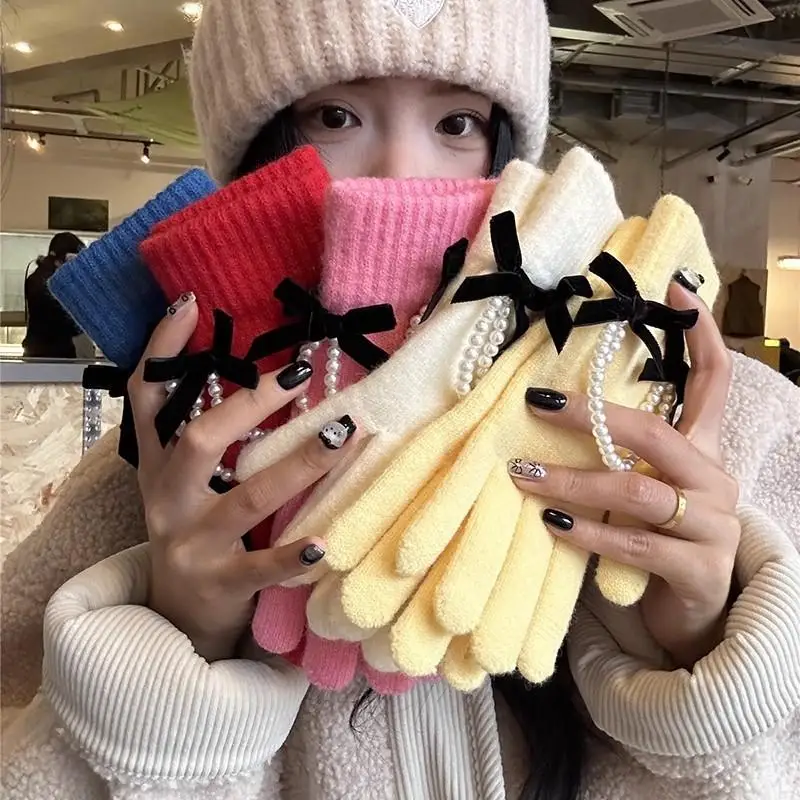 قفازات كاملة الأصابع تمتد قفازات الشتاء الدافئة قفازات سميكة سميكة للطقس البارد والأنشطة الخارجية الشتاء #6