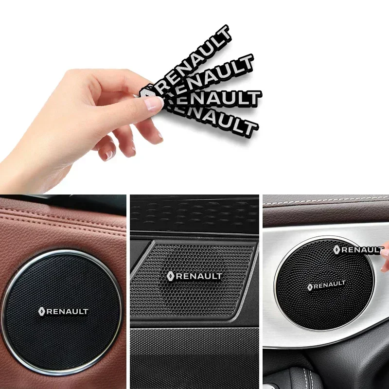 

2/4 шт. 3D алюминиевые эмблемы-наклейки для автомобильной аудиосистемы Renault RS Fluence Laguna Scenic Latitude Captur ZOE