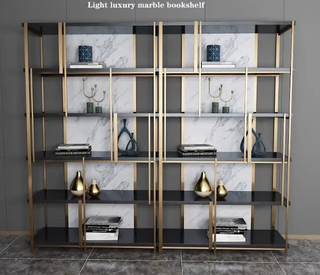 Stainless steel shelves with floor-to-ceiling art deco shelves for simple storage