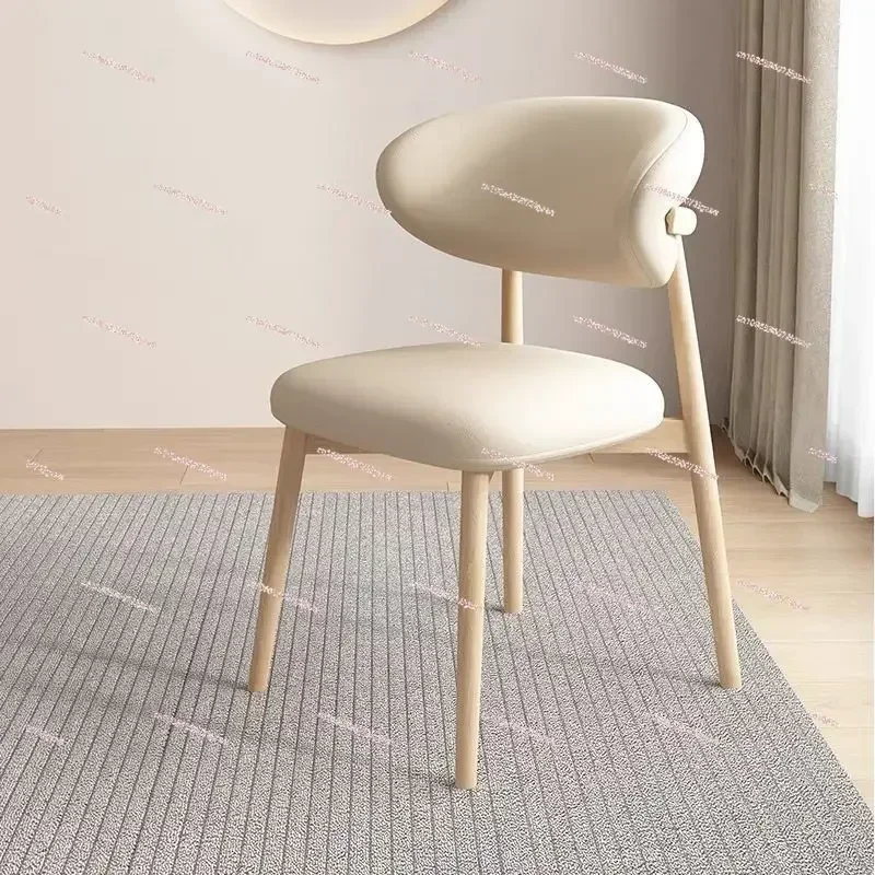 French style cream picnic chair, home Nordic high-end dining table chair, modern minimalist designer backrest chair, velvet fabr