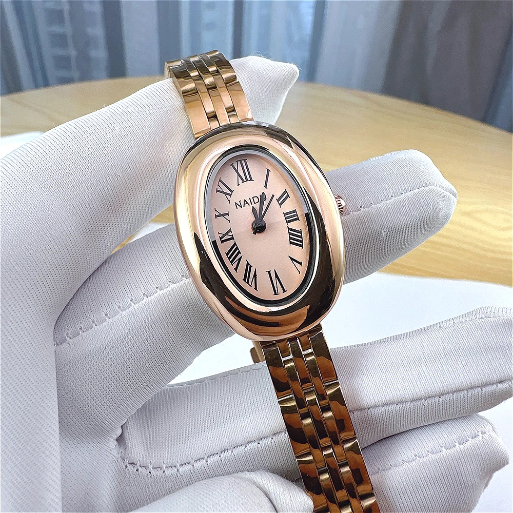 Top marque femmes cadran ovale petite montre mode bracelet en acier réglable montre-bracelet à Quartz Relogio Feminino cadeaux livraison directe