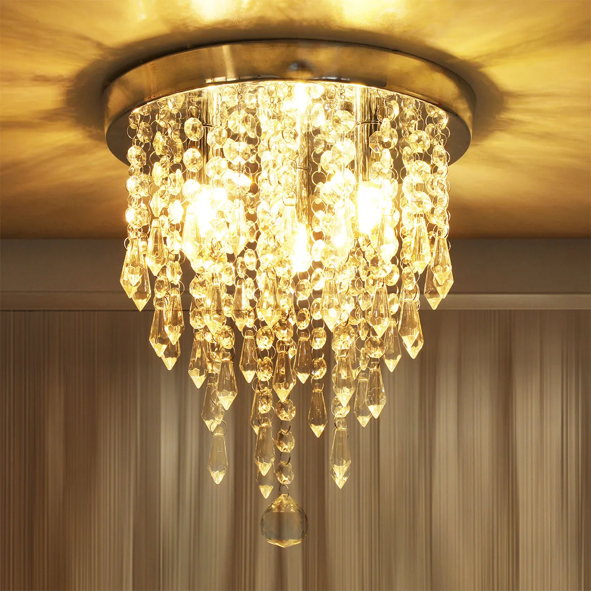 مصباح السقف الكريستالي LED ضوء السقف مع قاعدة G9، مصباح غرفة النوم الثريا الكريستال الثريا المدخل ضوء مصباح السقف #1