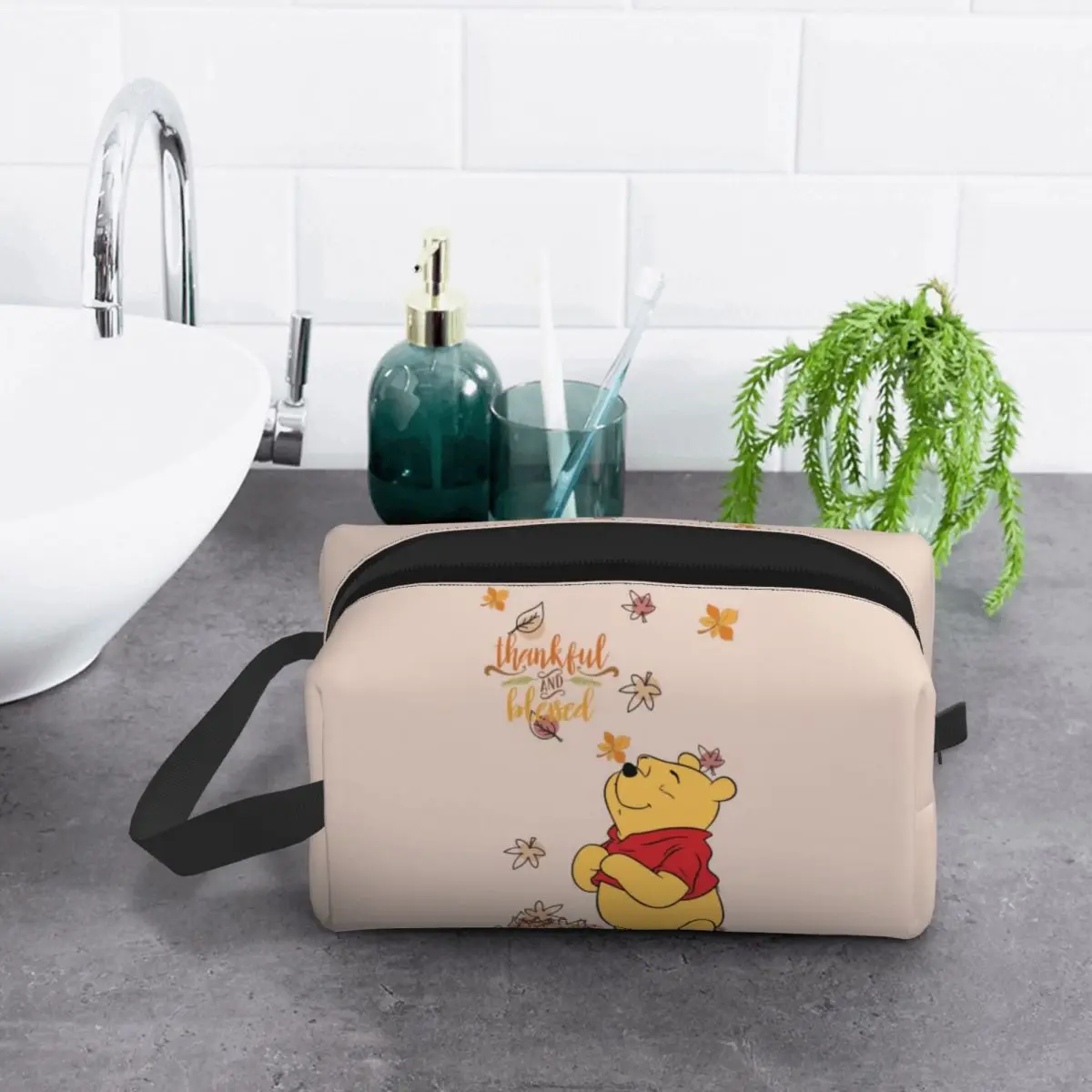 Custom Winnie Pooh Bear Manga Cosmetic Bag Women Fashion Large Capacity Makeup Case Beauty Storage Toiletry Bags