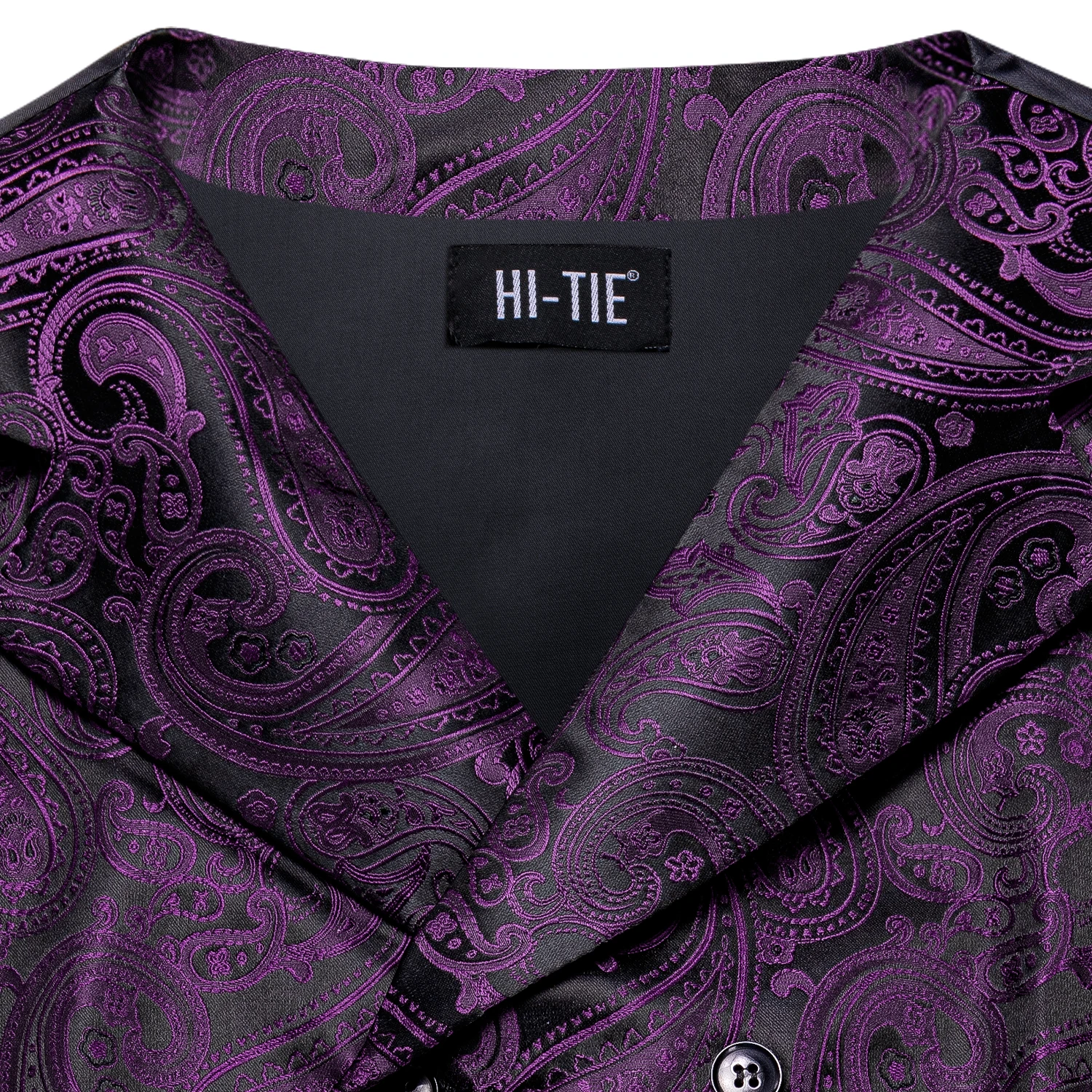 Hi-Tie-Chaleco de Jacquard para hombre, chaqueta elegante de Cachemira de seda púrpura oscuro, corbata, gemelos de pañuelo para hombre, fiesta de negocios, Hi-Tie