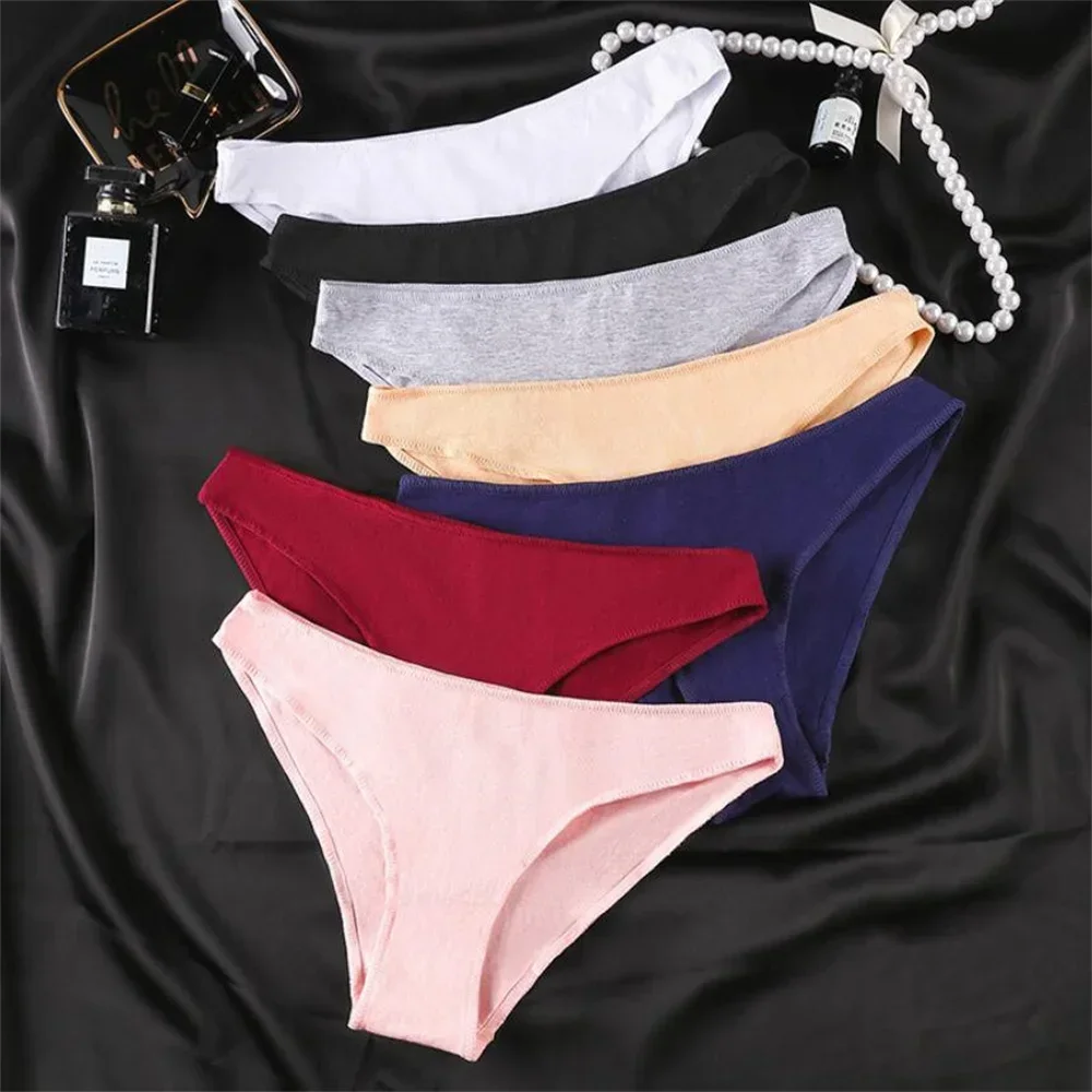 3Pcs Plus Size Cotton Panties Women Low Waist Half Pack Hip Briefs Comfortable Skin Friendly Girls Bikini Underwear