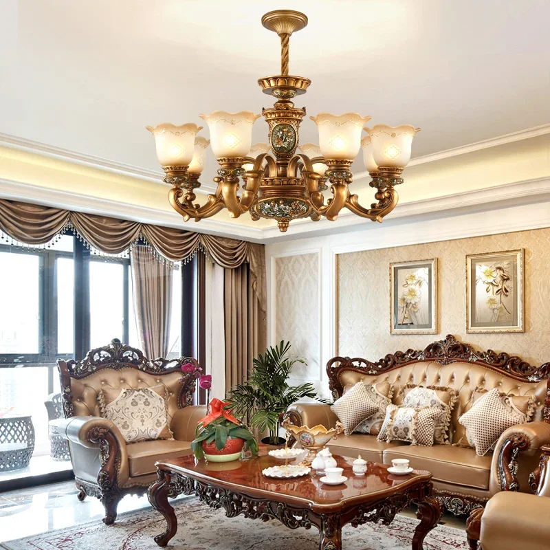 

2025 European Lamp Living Room Chandelier Retro Home High-End Atmospheric Ceiling Light American Light Luxury Down Room Bedroom