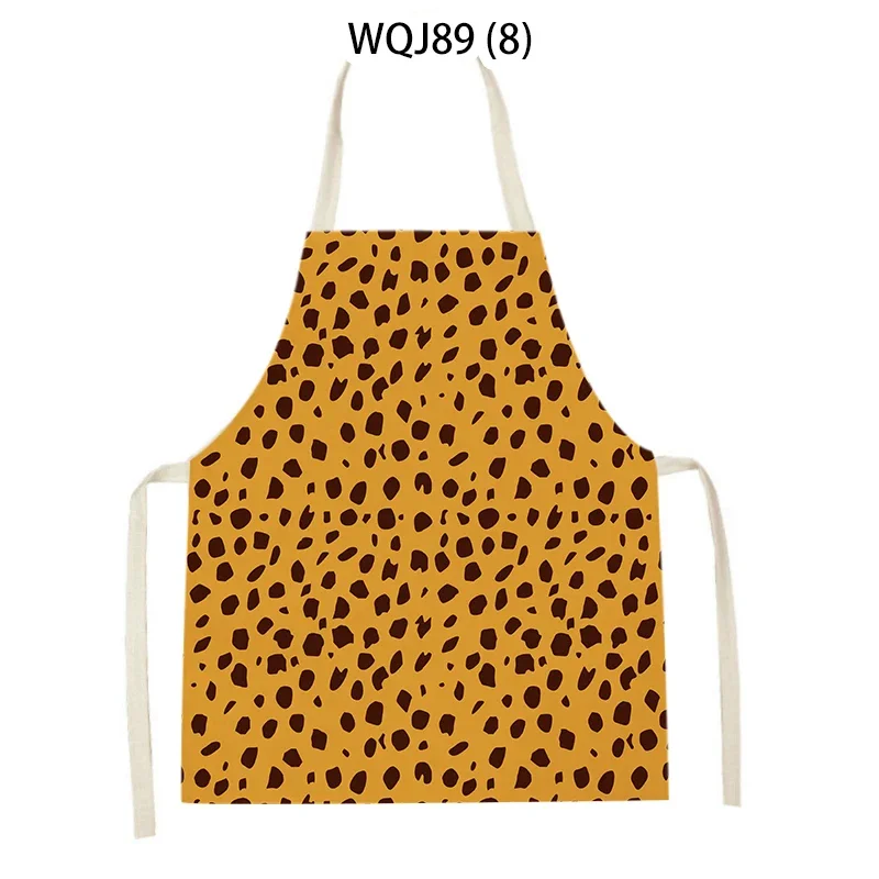 Custom Apron Leopard Print Sleeveless Apron Home Cooking Baking Kitchen Linen Apron Nail Salon Coffee Shop Cleaning Accessories