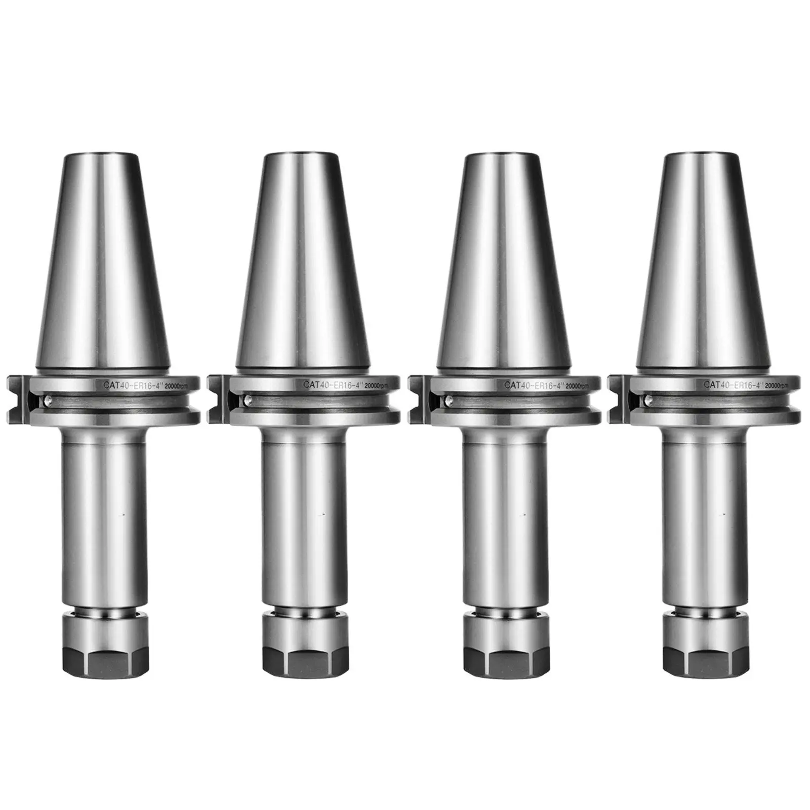

4-Piece CAT40 ER16 Tool Holder Set – 100mm Length – For CNC Milling/Lathe (Precision Collet Chuck Kit)