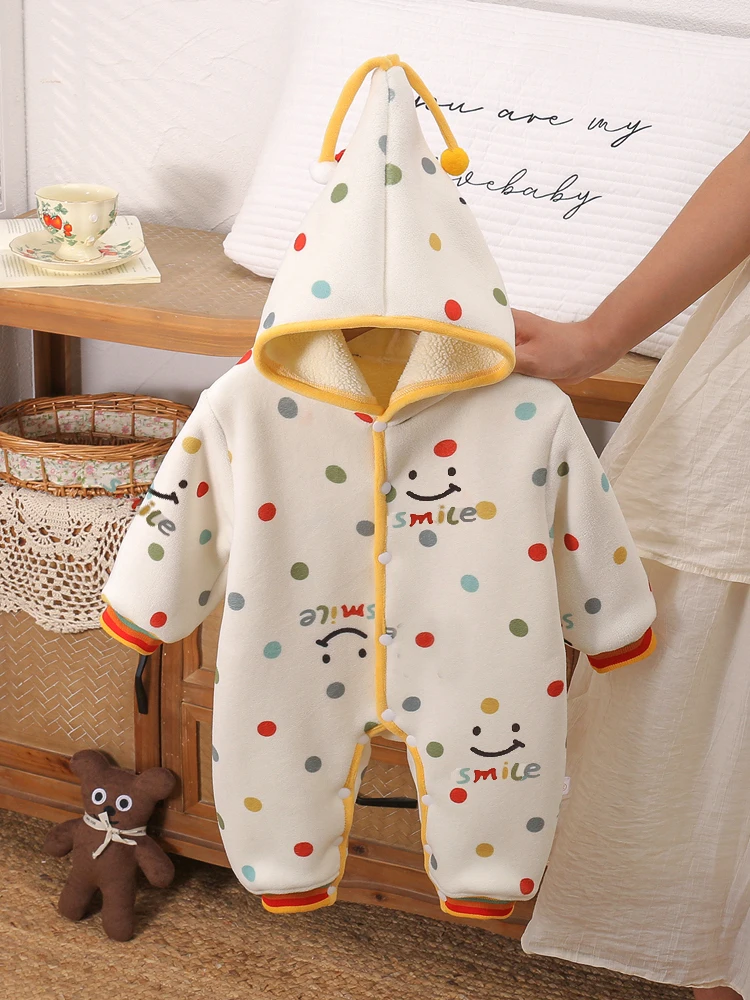 

Autumn Winter Thiened Baby Rer Suit for Girls with Hat Outwear Climbing Clothes Fce Lined Korean Sle Kids Clothes