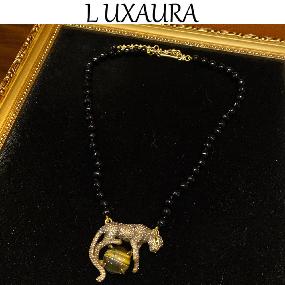 

Vintage fashion classic copper plated 18K golden leopard design version paired with bohemian women's jewelry necklace