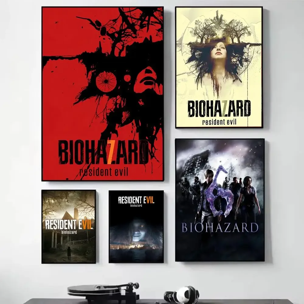 R-Resident E-Evil Biohazard Painting Calligraphy Self Adhesive Wall Art Waterproof Print For Bedroom Hallway Home Decor