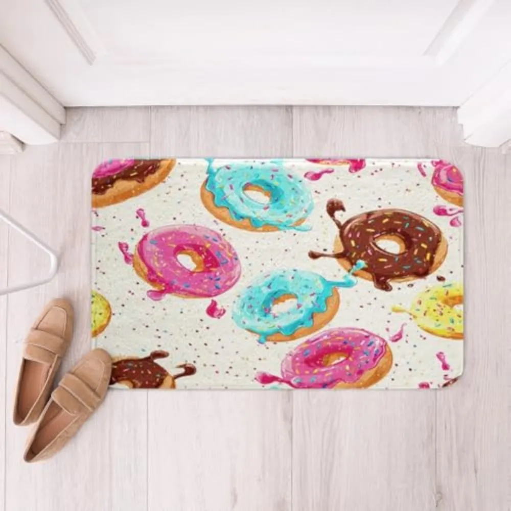 VIKAMA Non-slip Donut Bath Mat Washable Soft Kids Rug for Bathroom Shower Decor
