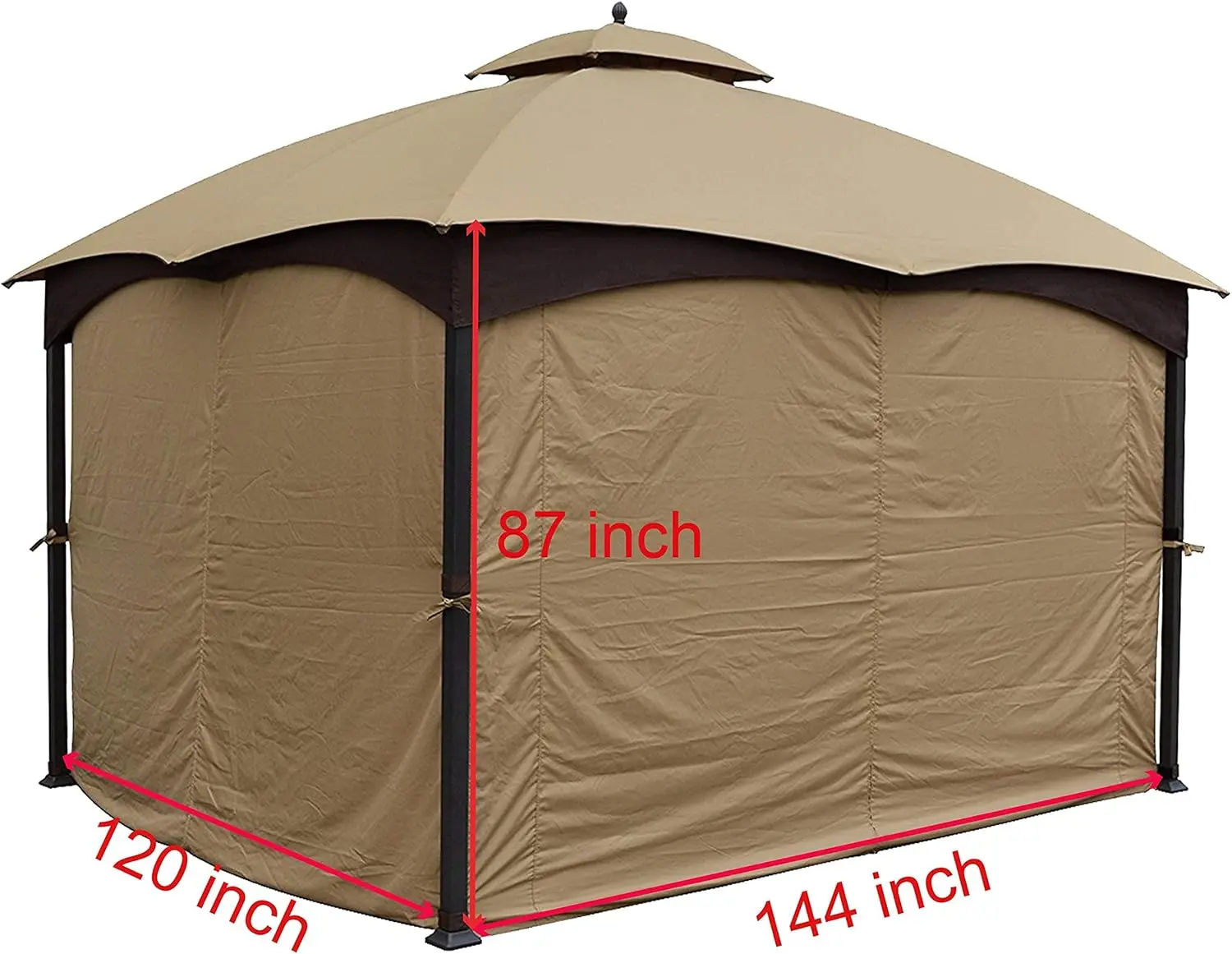 Four-Side Privacy Side Wall Curtain Set For 10-Ft X 12-Ft Gazebo (Beige)