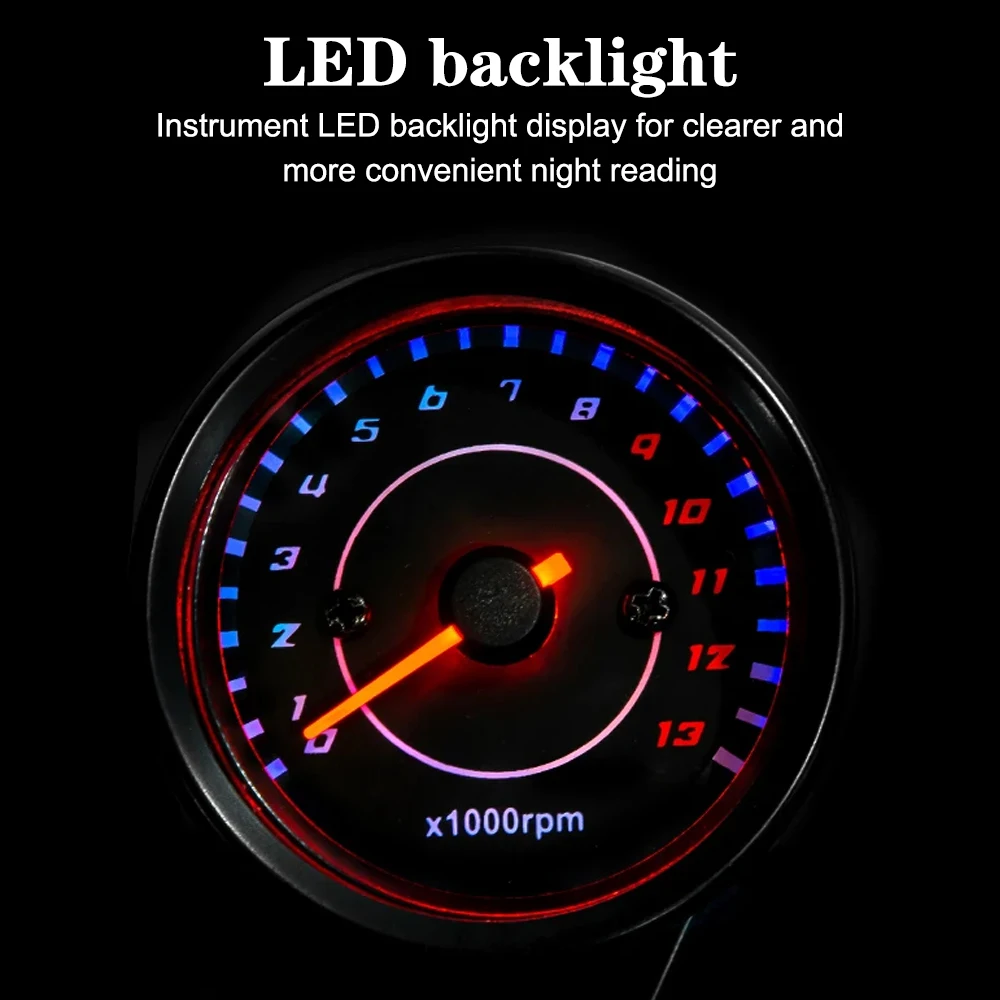 Motorcycle Speedometers Moto Parts Modified Odometer Motobike Accessory Machinery Tachometer With LED Light Universal