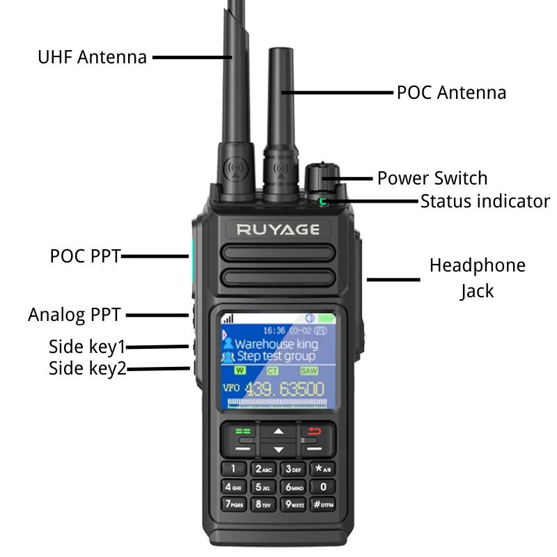 Ruyage-CT68 POC UHF Telefone 4G Walkie Talkie, Rádios de Rádio em Dois Sentidos, Estação de Presunto Telefone, Móvel, Longo Alcance, 100 km Distância