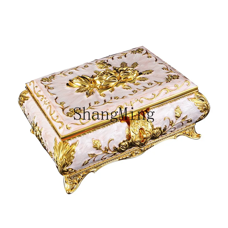 

PYH Luxury Metal Jewelry Box Court Jewelry Box Antique Creative Ring Storage Box Jewelry Wedding Gift