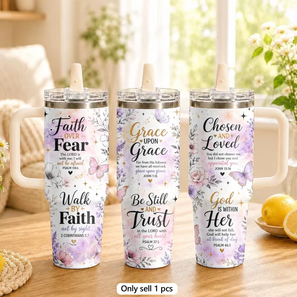 Jesus God Sublimation Vacuum Flasks 40oz Stainless Steel Insulated Tumbler Leakproof Vacuum Travel Mug Portable Coffee Cup
