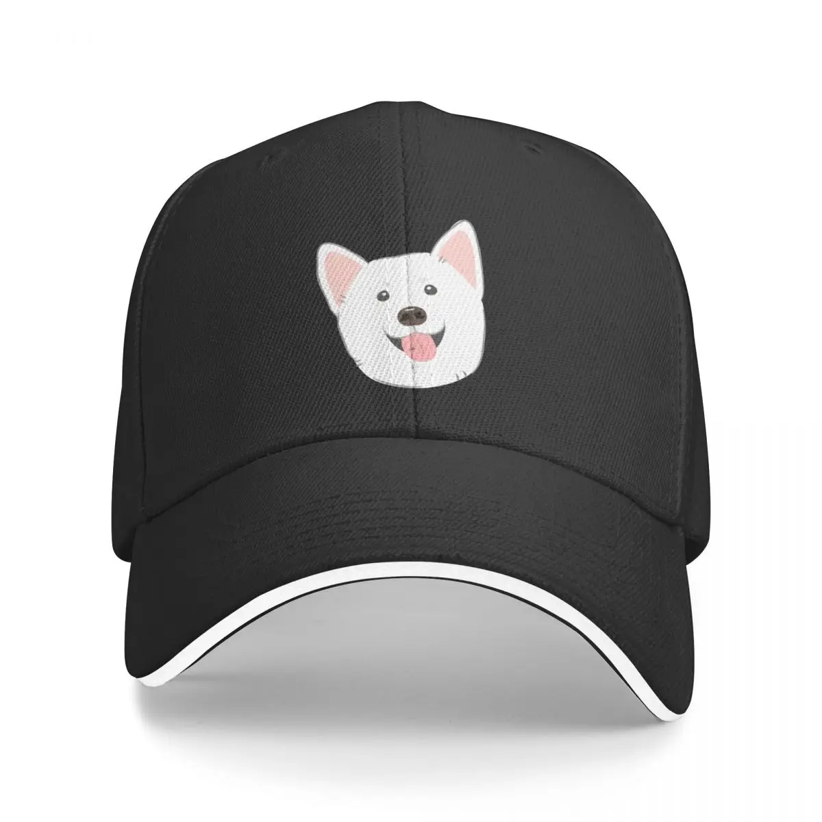 

White Korean Jindo Dog Cherry blossom Baseball Cap Military Cap Man western Hat cute Women Caps Men's