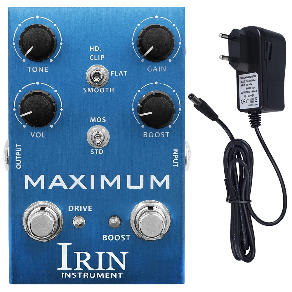 

IRIN AN-41 Maximum Overdrive Effects Guitar Pedal Channel Clean Tone True Bypass Two Adjustment Gears Guitar Accessory Parts