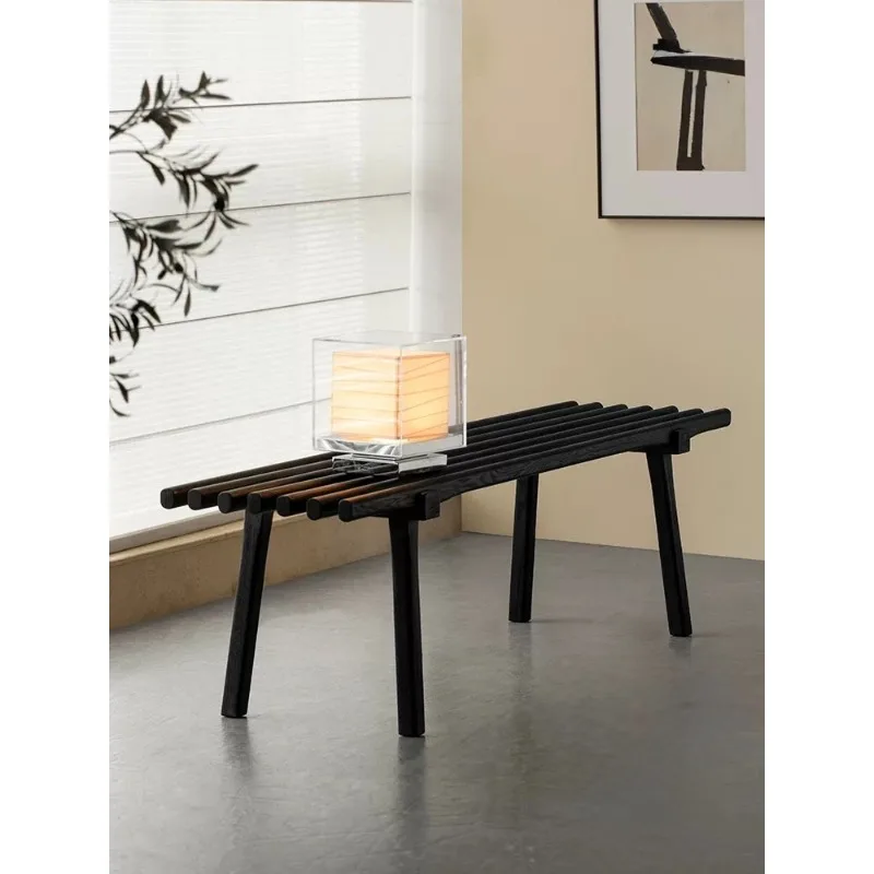 

Furniture Solid wood bench Modern simple dining stool Wabi wind bedroom bedside stool Household porch Shoe