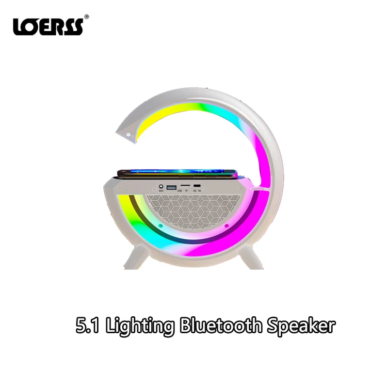 

LOERSS 5.2 Bluetooth Lighting Speakers 3 IN 1 Hifi Stereo Sound System Audio Loudspeaker with Wireless Charger Atmosphere Lamp