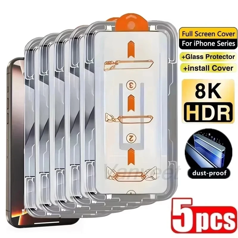 5PCS 8K Dust free Easy Install HD Screen Protector For Samsung A57 5G Galaxy A56 A55 A54 A37 A53 A36 A35 A34 A52  Tempered Glass