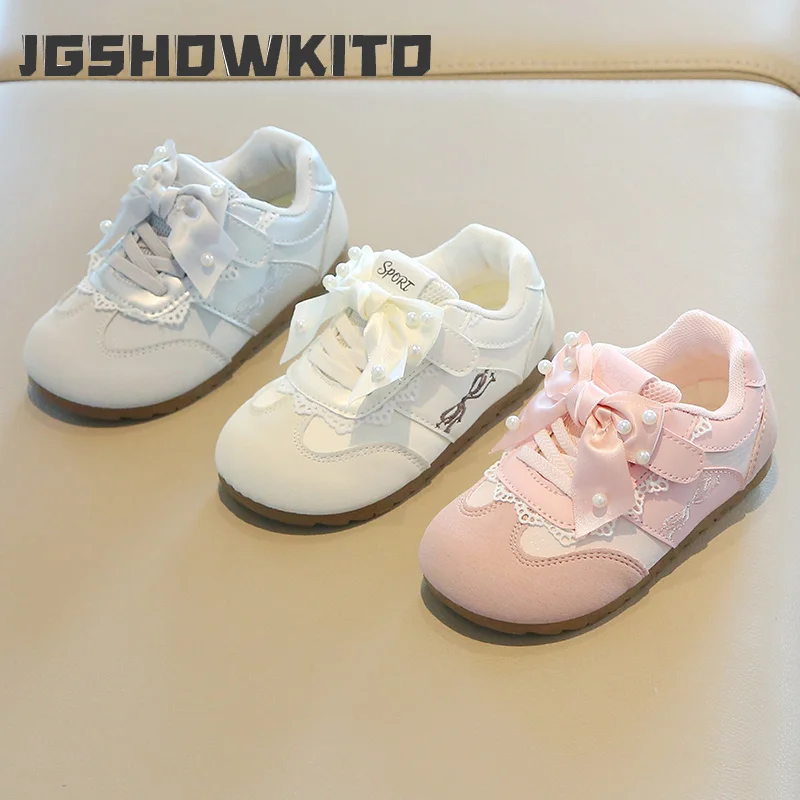 JGSHOWKITO Toddlers Girl's Sneakers Sweet Bowknot Kids Embroidered Shoes Causal Outdoor Princess Children School Sports Shoes
