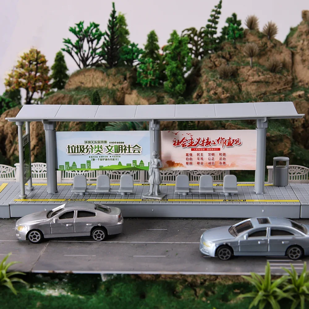 Simulation Bus Stop Bus Station Eisenbahn Plattform Kunststoff Spielzeug für DIY Modellbau/Architektur Gebäude Landschaft/Diorama 1set