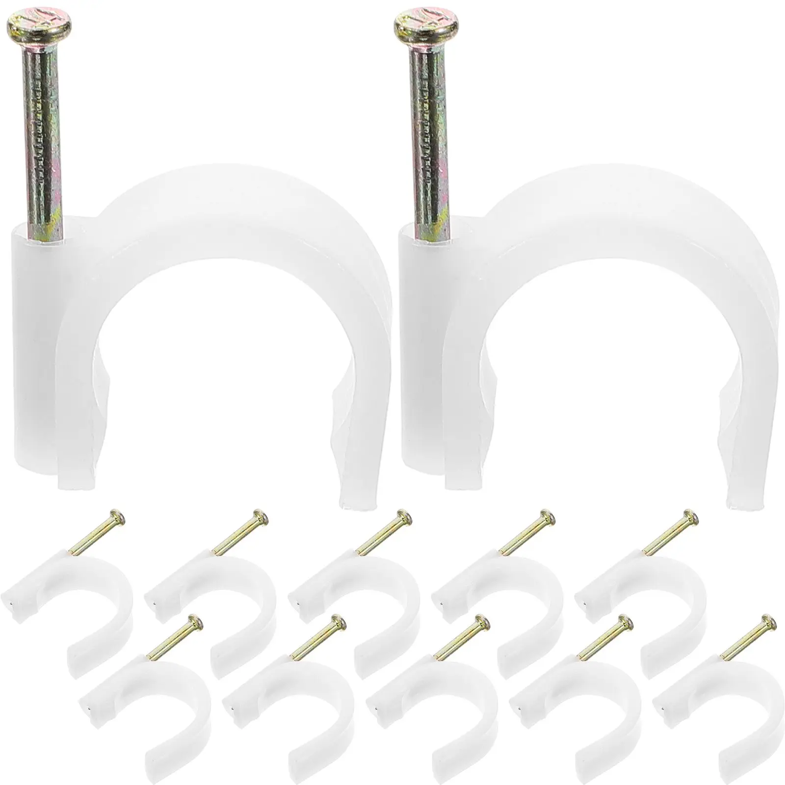 

50 Pcs Coax Cable Pipe Hook Wire Clips for Electrical Clamps Staple Staples White Holder Speaker Quick Release