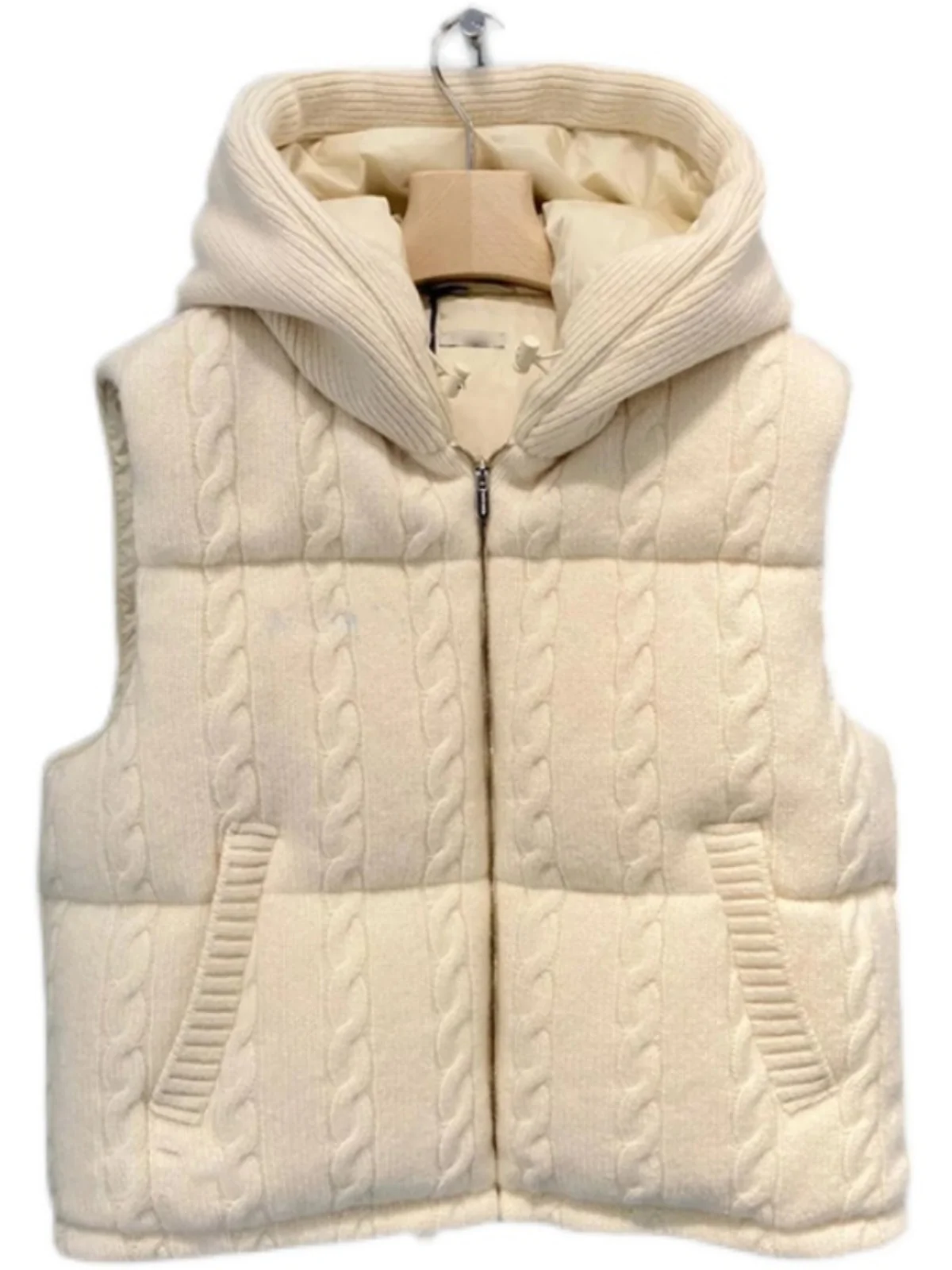 여성용 후드 다운 재킷, 독특한 디자인, 출퇴근용, 순색, 지퍼 클로저, 다운 재킷